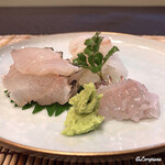 御料理 寺沢 - 鮎魚女､星鰈､星鰈縁側の造り