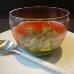 レストラン ラ・フロレゾン・ドゥ・タケウチ - ～LA TOMATE～フルーツトマトのガスパチョ ラ・フロレゾン風（アップ）