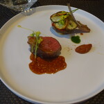 レストラン ラ・フロレゾン・ドゥ・タケウチ - ～L'AGEAU～ニュージーランド産仔羊のデクリネゾン イベリコチョリソーとレモンのピューレ 香り高いジュのソースで