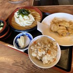 四國うどん - 夏限定メニュー鶏天ざるうどん定食