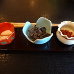 日本料理 「さくら」  - 塩、昆布の佃煮、鰹の佃煮