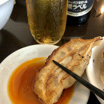 幸楽 - 酢醤油ラー油を付けて