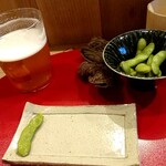 備長炭焼鳥 鳥しげ - 一口サイズのビール