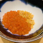 鮨 由う - ・新いくらの醤油漬けとウニのシャリ和えの小丼
