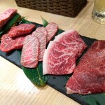 焼肉 木村屋 - 希少部位5点盛り。