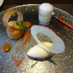 レストラン ラ・フロレゾン・ドゥ・タケウチ - ～LA DESSERT～特製デザート リンゴのタルトタタン リンゴのブラマンジェ シナモンのソルベを添えて