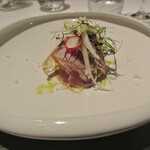 リストランテ カノフィーロ - 積丹産本鮪のクルード　フルーツトマトと山わさび