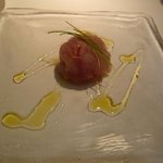 タニーチャ - 前菜１（ひらめのサボティーニ (中にフルーツトマトとウニ)） (2012.6)