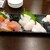 居酒屋 笑平 - 料理写真:左からチップ刺460円、活〆サメガレイ刺560円とそのエンガワ、税抜