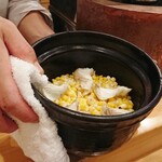 馬車道 大かわ - コーンとスズキ？のご飯