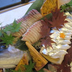 はつしろ - 別注、お造り。キラキラしてるのは太刀魚(2011/11)