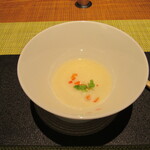 望楼NOGUCHI登別 - 先付「玉葱のパンナコッタ　野菜の冷製コンソメ」(2020年8月)