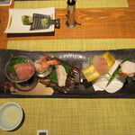 望楼NOGUCHI登別 - ミズダコ、赤カレイ、チョウザメ、クルマエビ、マグロ(2020年8月)