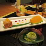 望楼NOGUCHI登別 - デザート「生チョコレート、プリン、ピスタチオのアイス」(2020年8月)