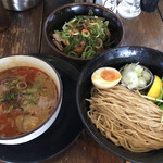 Menshin Yoshida - 辛味噌つけ麺（大盛り）＆ 伏見スタンプラリー特典のミニ豚丼