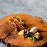 八幡平サーモンとビーツの一皿　サバイヨンソース