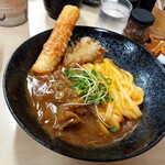 釜揚うどん一紀 - カレー釜玉うどん・ちくわ天＆とり天増し