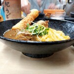 釜揚うどん一紀 - カレー釜玉うどん・ちくわ天＆とり天増し