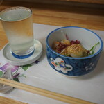 庄ちゃん寿司 - 付き出しは「イタヤ貝の酢味噌和え」