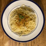 Whitebait, Kujo green onion, bottarga "spaghettini"