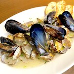 Clams and mussels steamed in white wine