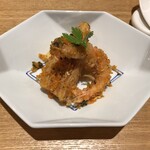 一碗水 - 金沙三鮮(和歌山しらさ海老、蓮根と山芋 ガーリックパウダーで)