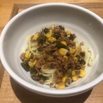 一碗水 - 泡豇豆紹子麺(豚挽肉と乳酸発酵のささげ豆和え麺)