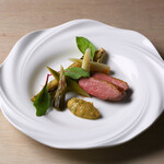 レストラン 桂姫 - フランス産仔鴨のロースト　自家製すだち味噌を添えて