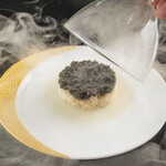 Smoked caviar bowl using a whole can of caviar