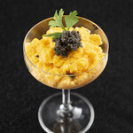 Luxurious scrambled eggs with caviar and truffles