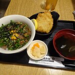 かばちゃん食堂 - いか醬油漬け丼とアジフライ