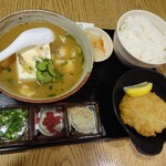 kabachanshokudou - 冷汁とアジフライ定食