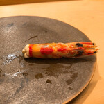 木挽町 とも樹 - 車海老の頭の炙り