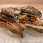 うを徳 - 穴子（塩 + へべす & ツメ）（握り）