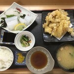漁 - イカ刺身とゲソ天定食：1,250円