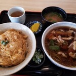 そば処　はま長 - 小カツ丼+小かしわ（税込650円+500円）