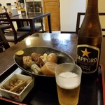 おにぎり茶屋 - おでんビール中瓶セット 700円