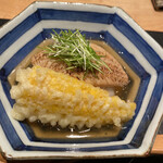 おおたに - 穴子と甘鯛の里芋まんじゅう、とうもろこしの天ぷら