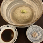 蕎麦　孤丘 - 蕎麦がき　タレと塩で頂きます　タレは濃いい蕎麦の付ダレ
