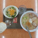 スガキヤ - 2020年9月　特製ラーメン+サラダ+ソフトクリーム（レギュラー）　480+190+160円