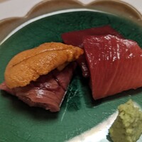 隠れ家鉄板おぶ - ウニ和牛巻き、本マグロ中トロ