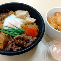 京都石塀小路豆ちゃ 日本橋 - 大沼牛のすき焼き丼 800円、唐揚げ 200円 ♪