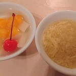 上尾四川飯店 - Bセット(麻婆豆腐、青椒肉絲、玉子スープ、杏仁豆腐)