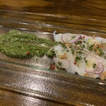 MILLE FIORI - 生タコのカルパッチョ ジェノベーゼソース（￥1400）