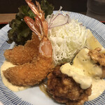 天神わっぱ定食堂 - エビフライ＆チキン南蛮