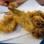 らかん寿し 松月 - 白むつとサザエの天ぷら