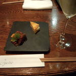 Jyozo - お通し、グラススパークリング¥700