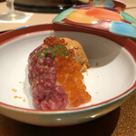 銀座 ちかみつ - 蒸し寿司　ウニ、イクラ、カラスミ