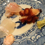 三種盛り（蛸（茹で）・ぐじ・鰈と肝）