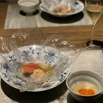 ふふ 河口湖 - 溶岩　風船焼き　鰈　とまと　玉葱　椎茸　万願寺のつけだれ